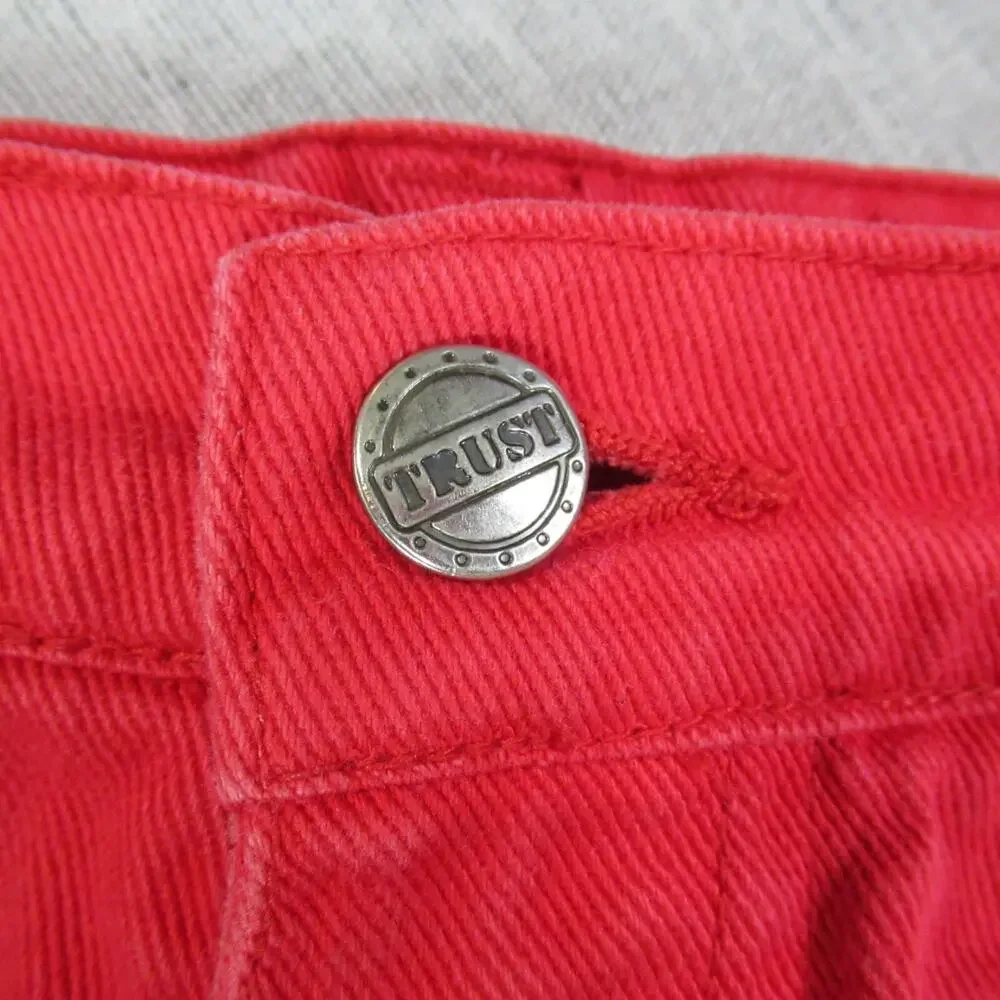 Vintage Trust Jean Shorts Size 33 Red Baggy Punk Skater Y2K 90s Heavyweight